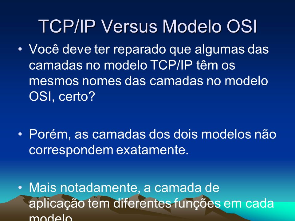 TCP/IP Versus Modelo OSI
