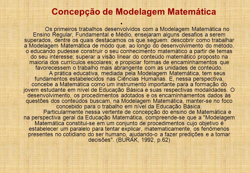 Concepção de Modelagem Matemática