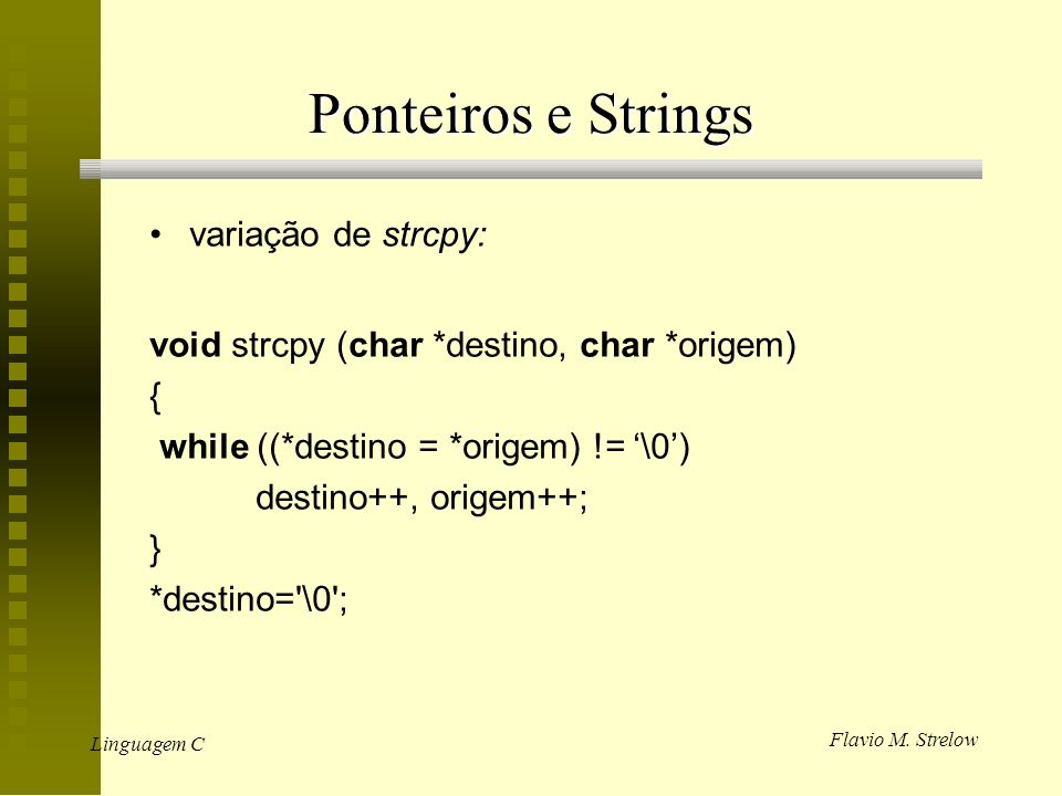 Ponteiros e Strings variação de strcpy: