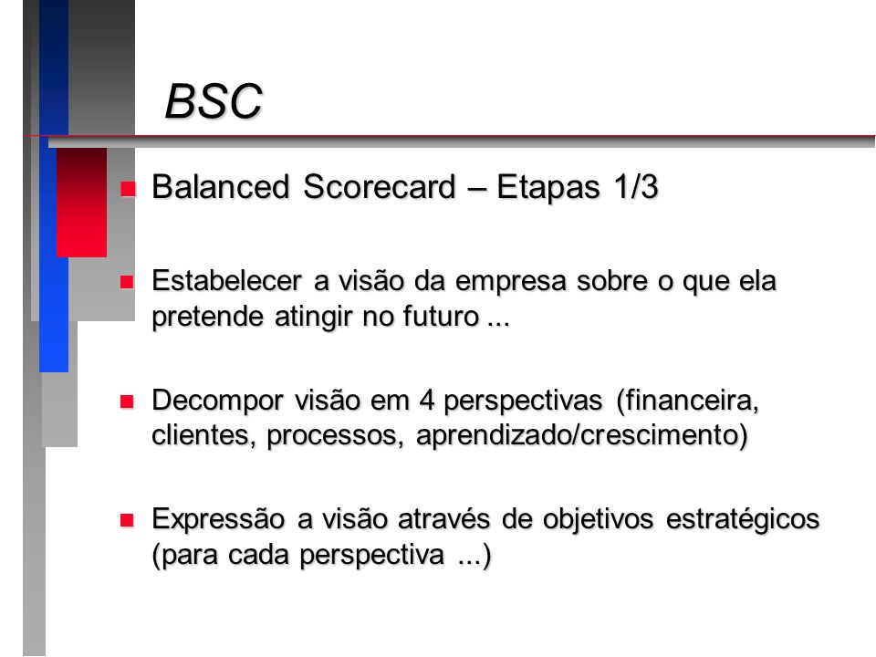 BSC Balanced Scorecard – Etapas 1/3