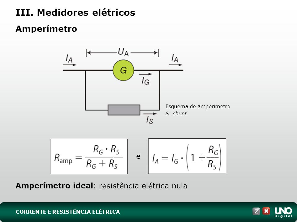 III. Medidores elétricos