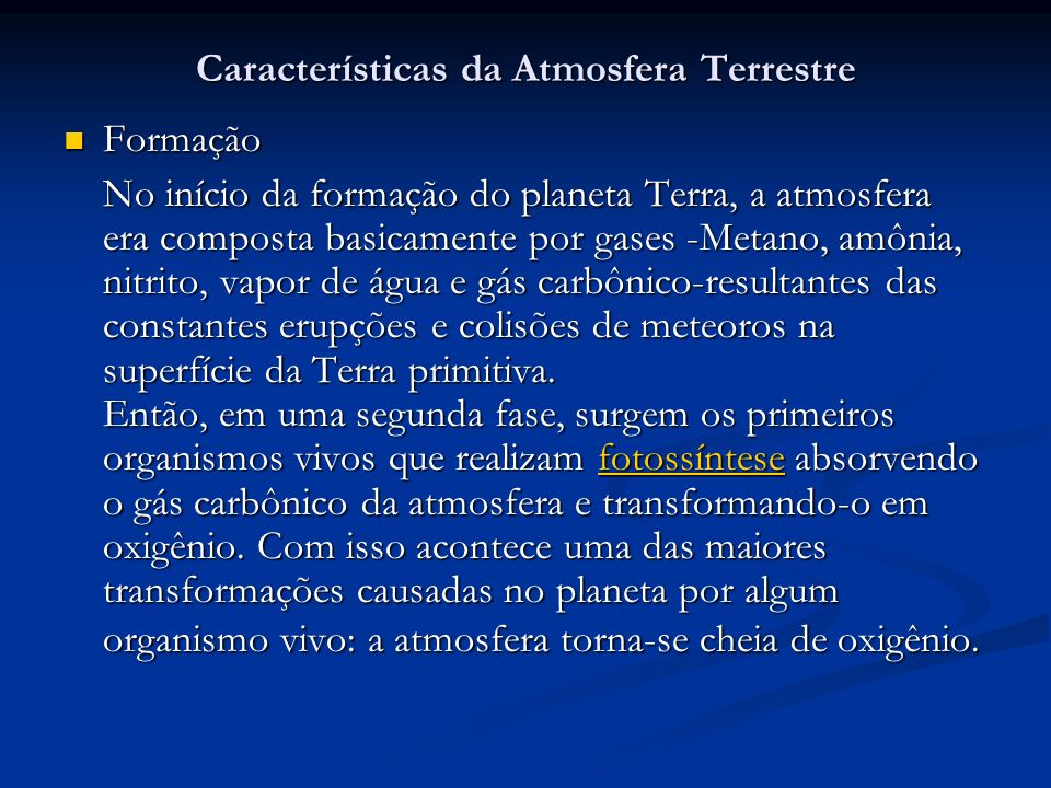 Características da Atmosfera Terrestre