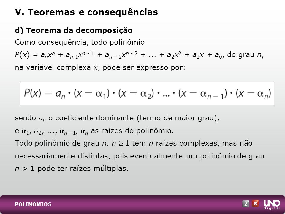 V. Teoremas e consequências