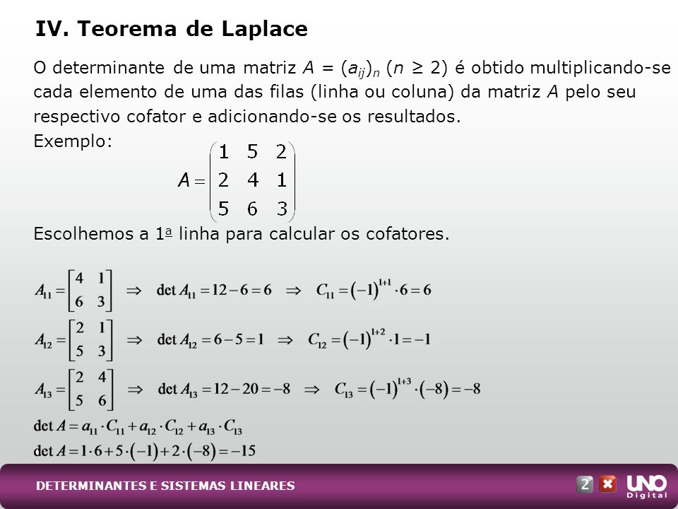 Mat-cad-2-top-1- 3 Prova IV. Teorema de Laplace.