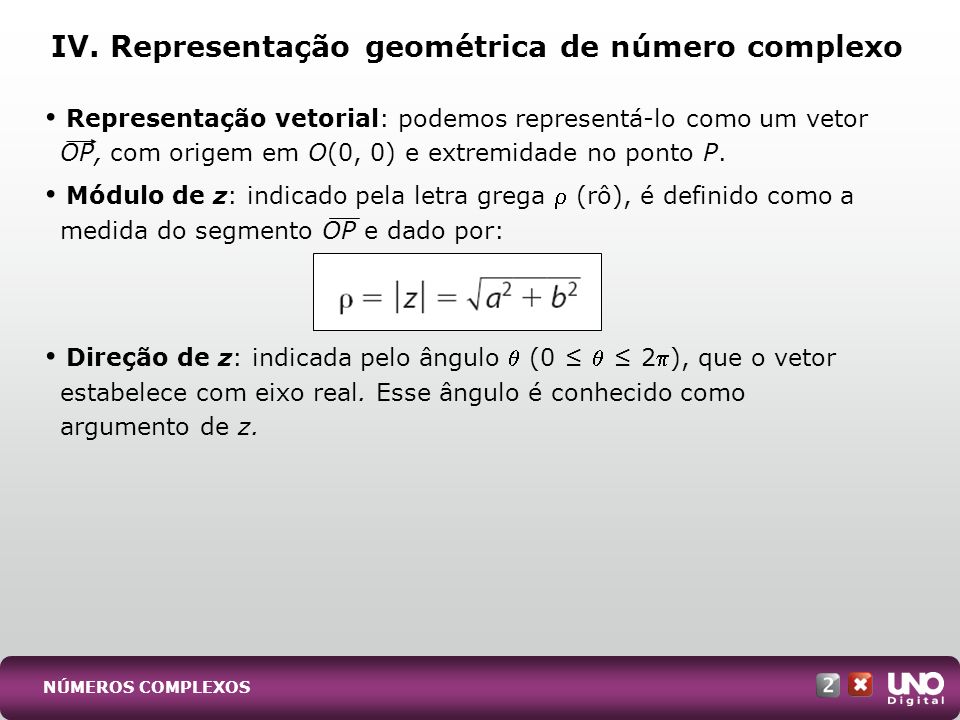 IV. Representação geométrica de número complexo