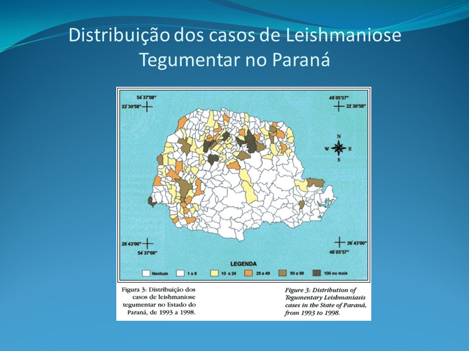Distribuição dos casos de Leishmaniose Tegumentar no Paraná