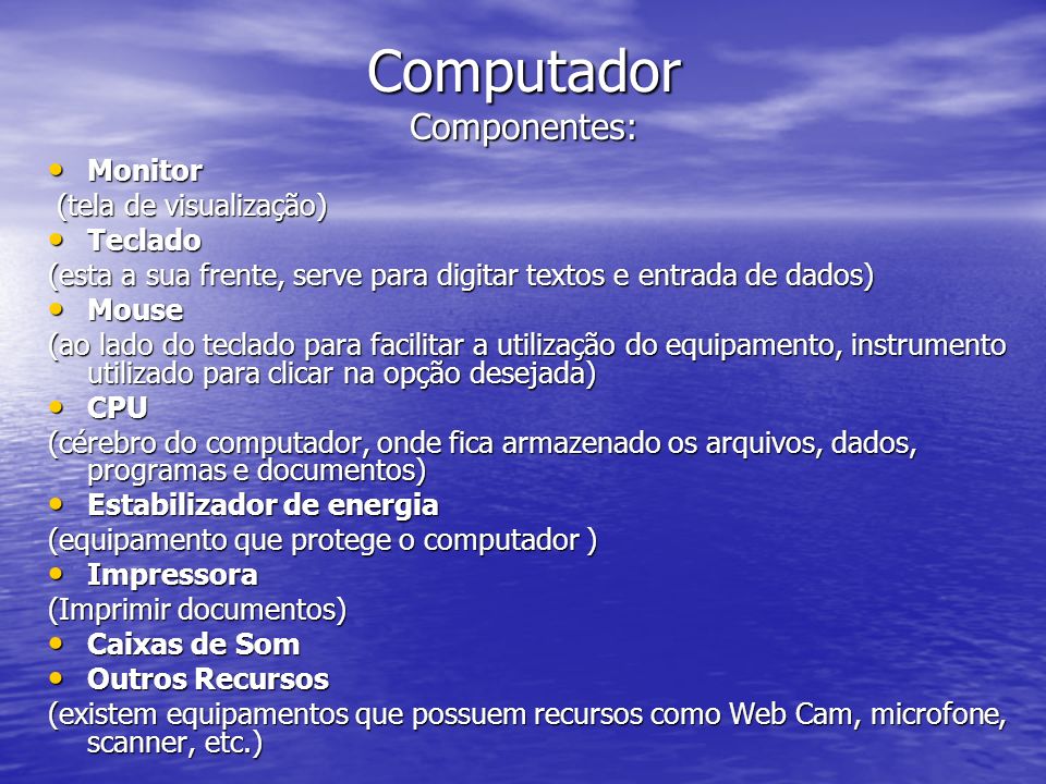 Computador Componentes: