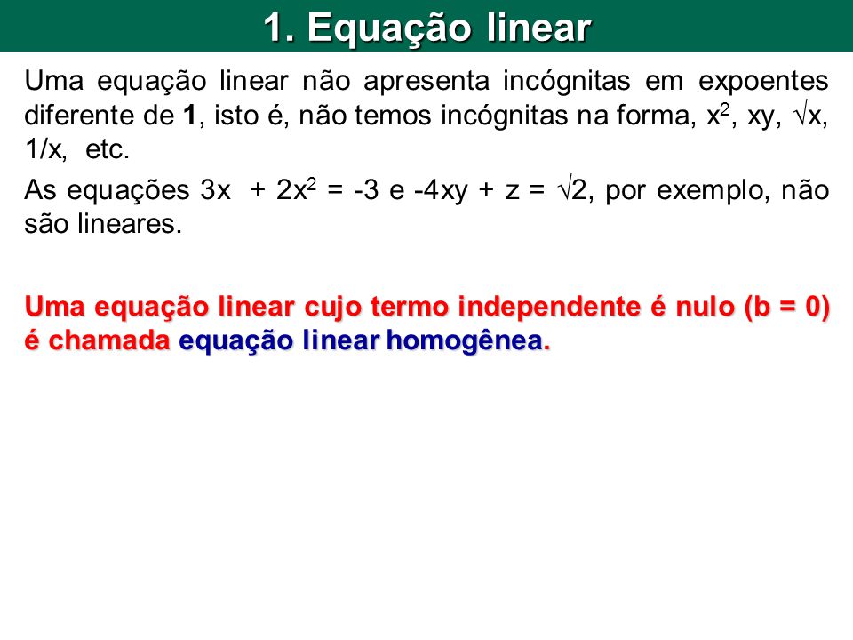 1. Equação linear