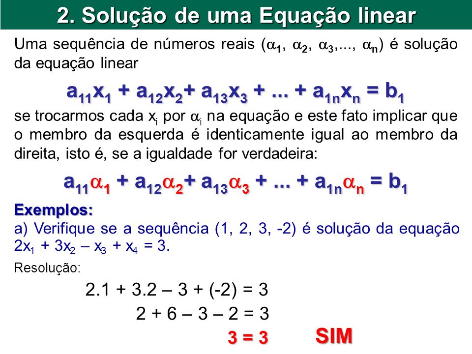 2. Solução de uma Equação linear