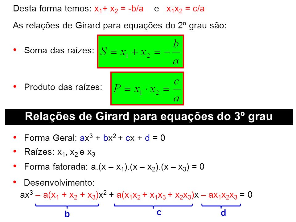 Relações de Girard para equações do 3º grau
