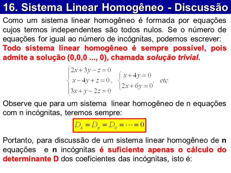 16. Sistema Linear Homogêneo - Discussão
