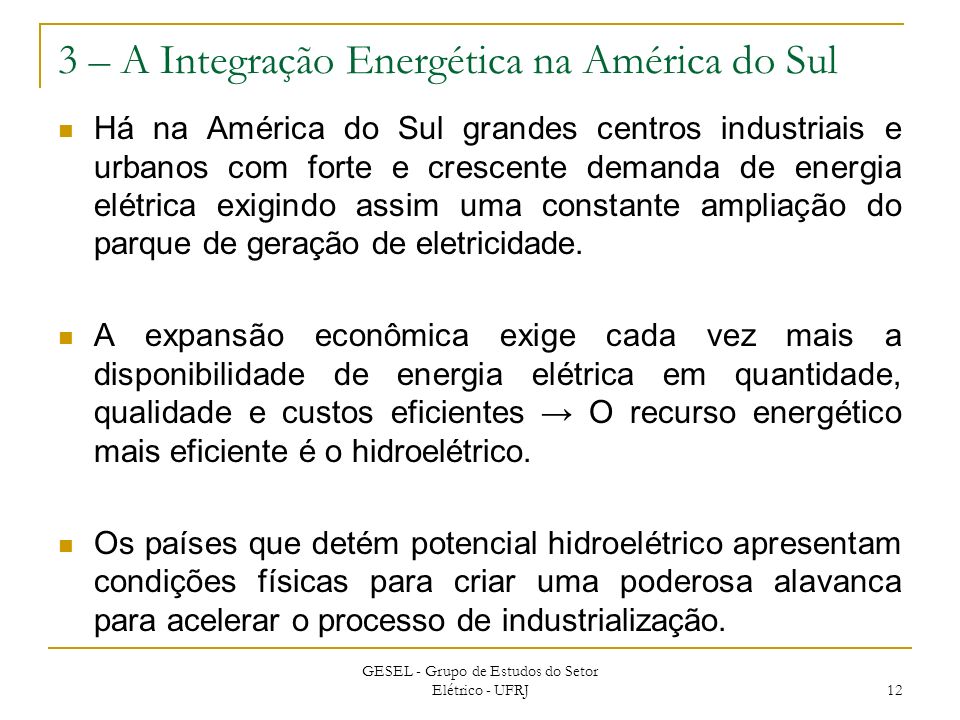 3 – A Integração Energética na América do Sul