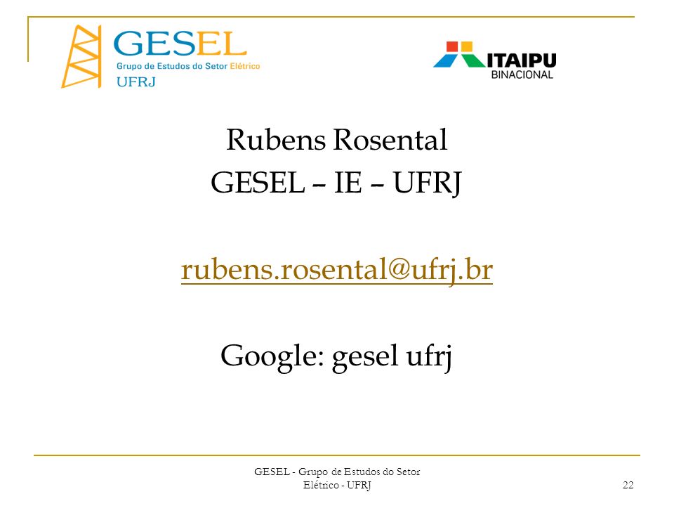 GESEL - Grupo de Estudos do Setor Elétrico - UFRJ