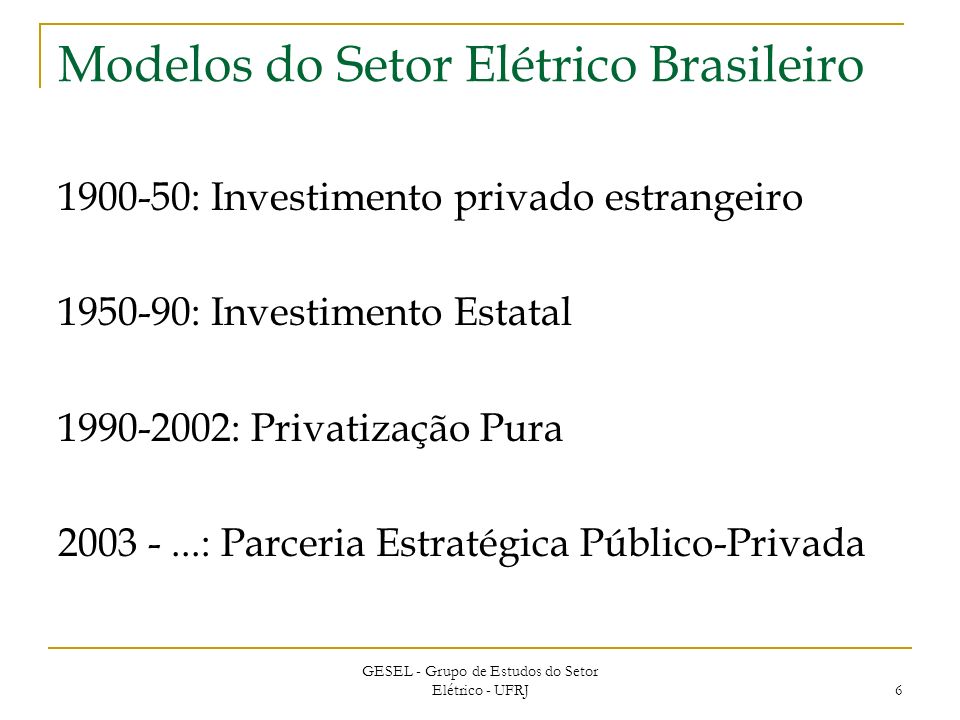Modelos do Setor Elétrico Brasileiro