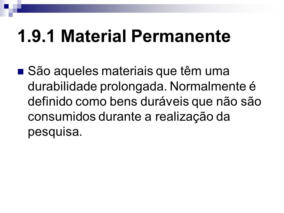 1.9.1 Material Permanente