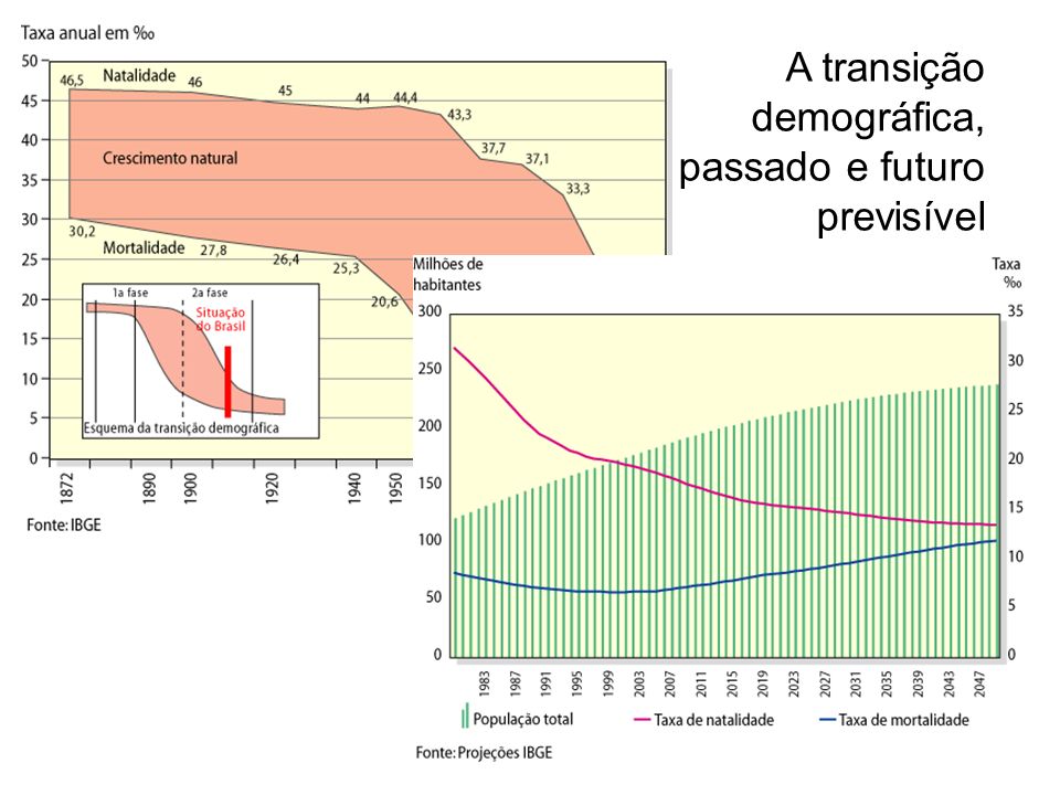 A transição demográfica, passado e futuro previsível