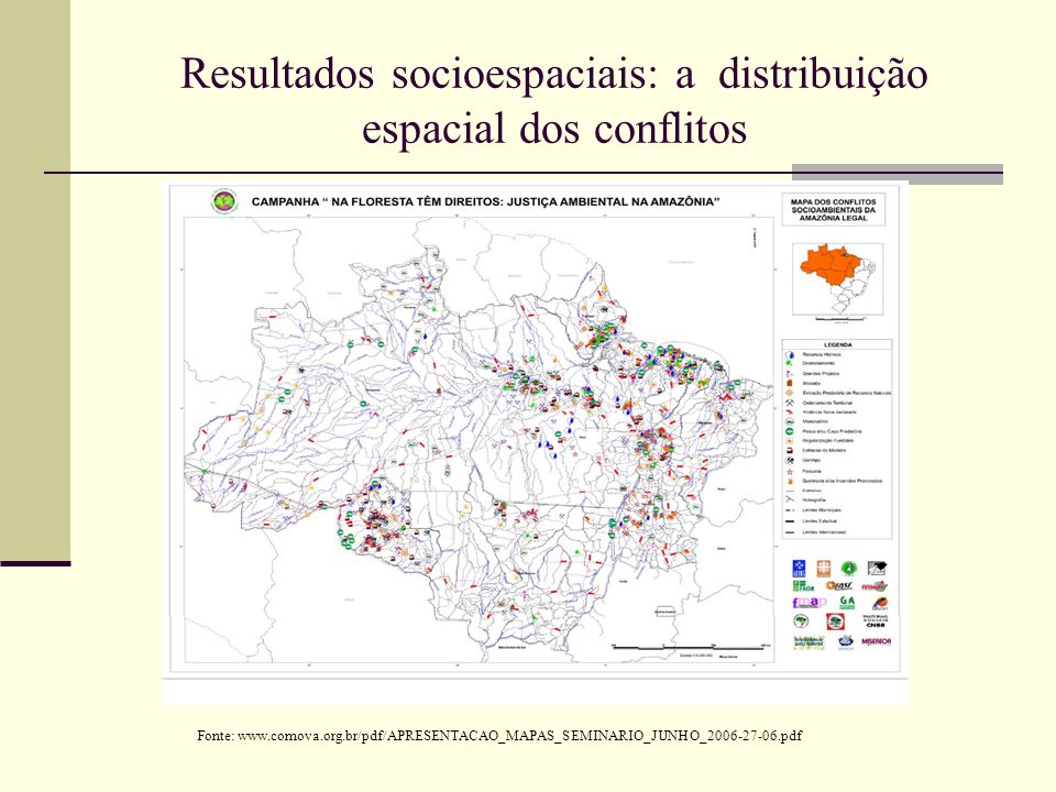 Resultados socioespaciais: a distribuição espacial dos conflitos