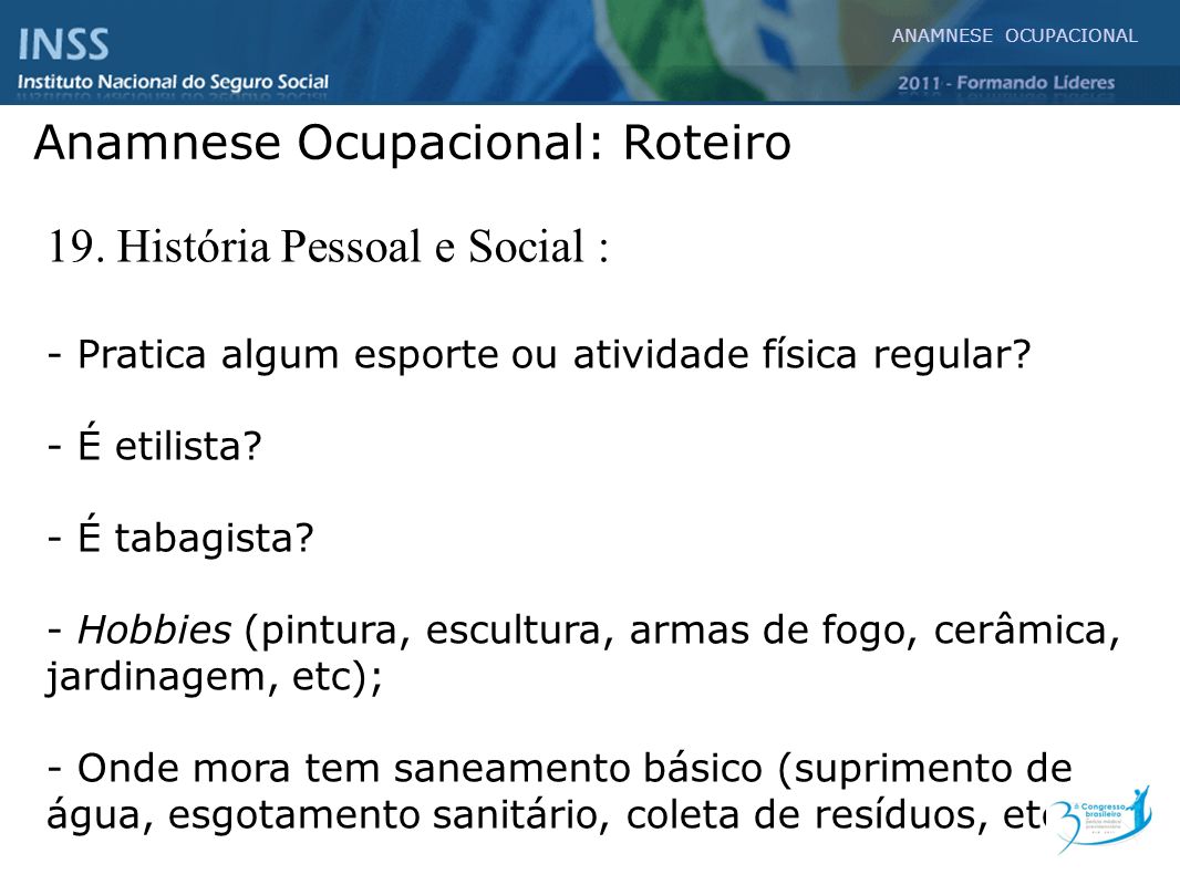 Exemplo De Roteiro Para Anamnese Ocupacional Novo Exemplo 6730