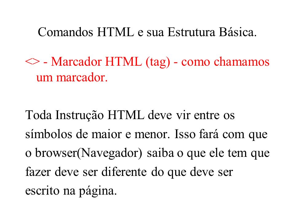 Comandos HTML e sua Estrutura Básica.