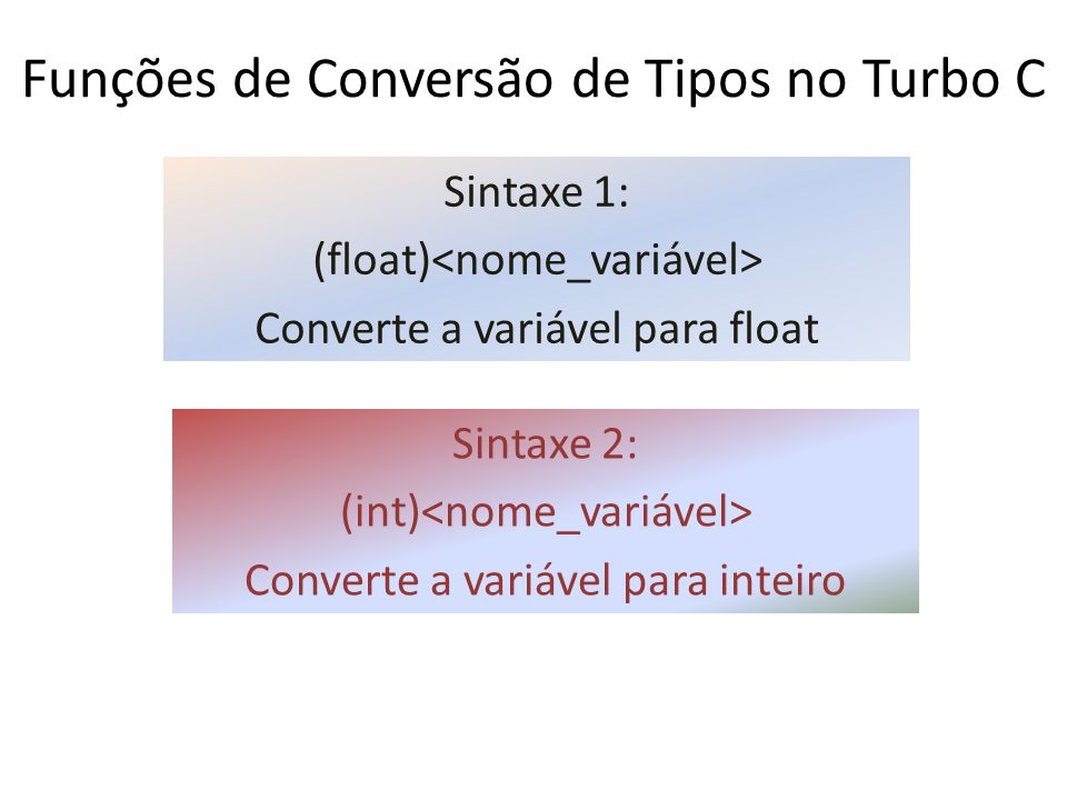 Funções de Conversão de Tipos no Turbo C