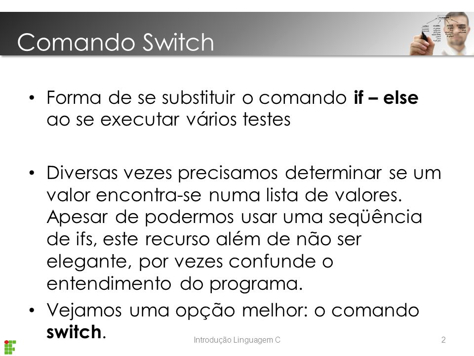 Comando de Seleção switch - ppt carregar