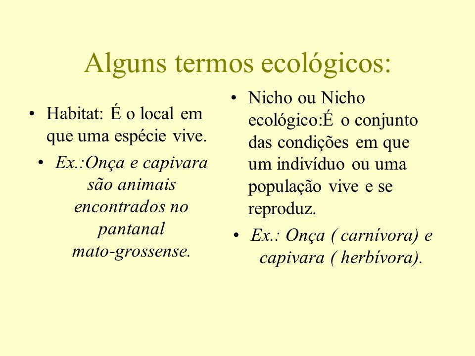 Alguns termos ecológicos: