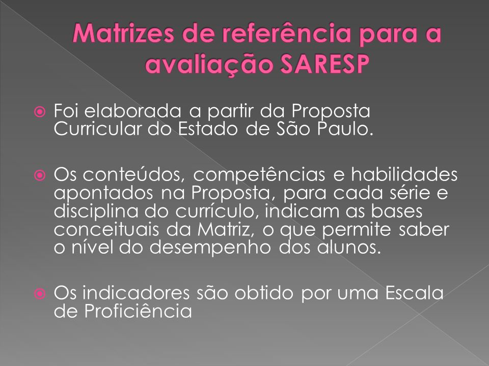 Matrizes de referência para a avaliação SARESP