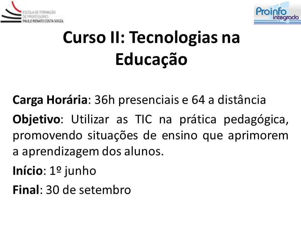 Curso II: Tecnologias na Educação