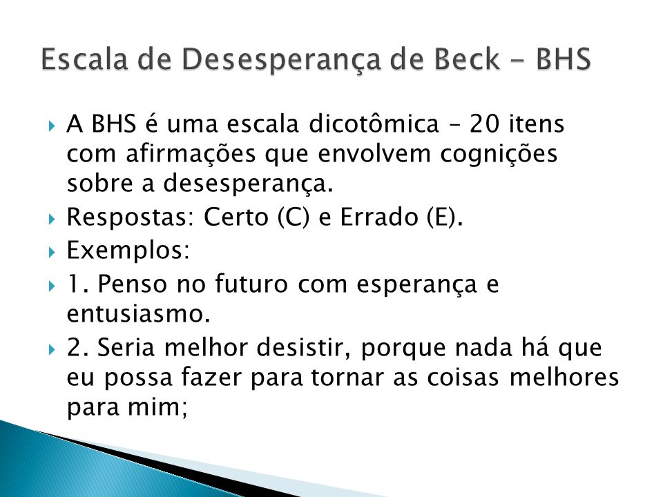 Escala de Desesperança de Beck - BHS
