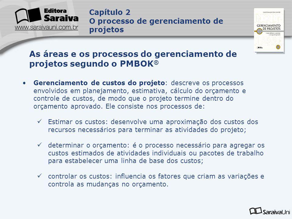 As áreas e os processos do gerenciamento de projetos segundo o PMBOK®