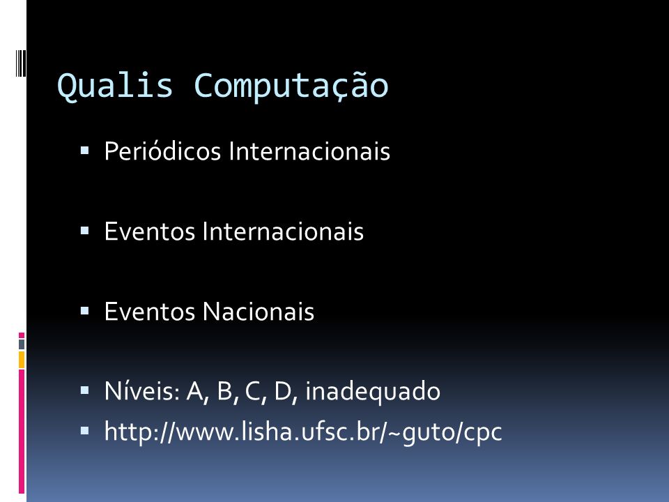 Qualis Computação Periódicos Internacionais Eventos Internacionais