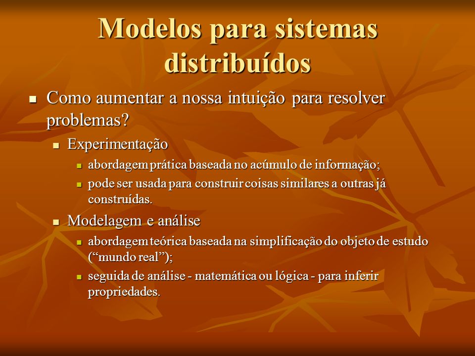 Modelos para sistemas distribuídos