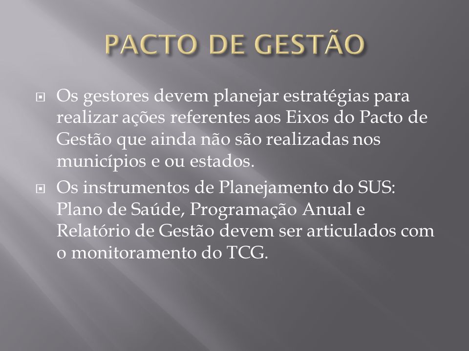 PACTO DE GESTÃO