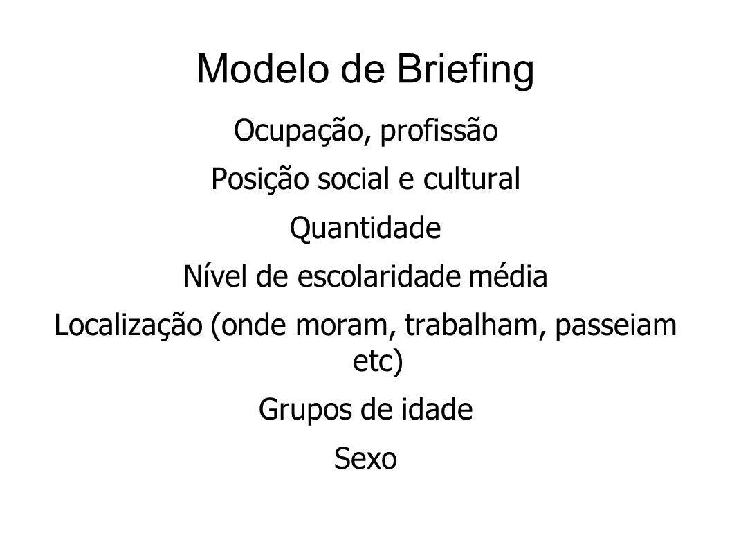 Modelo de Briefing Ocupação, profissão Posição social e cultural