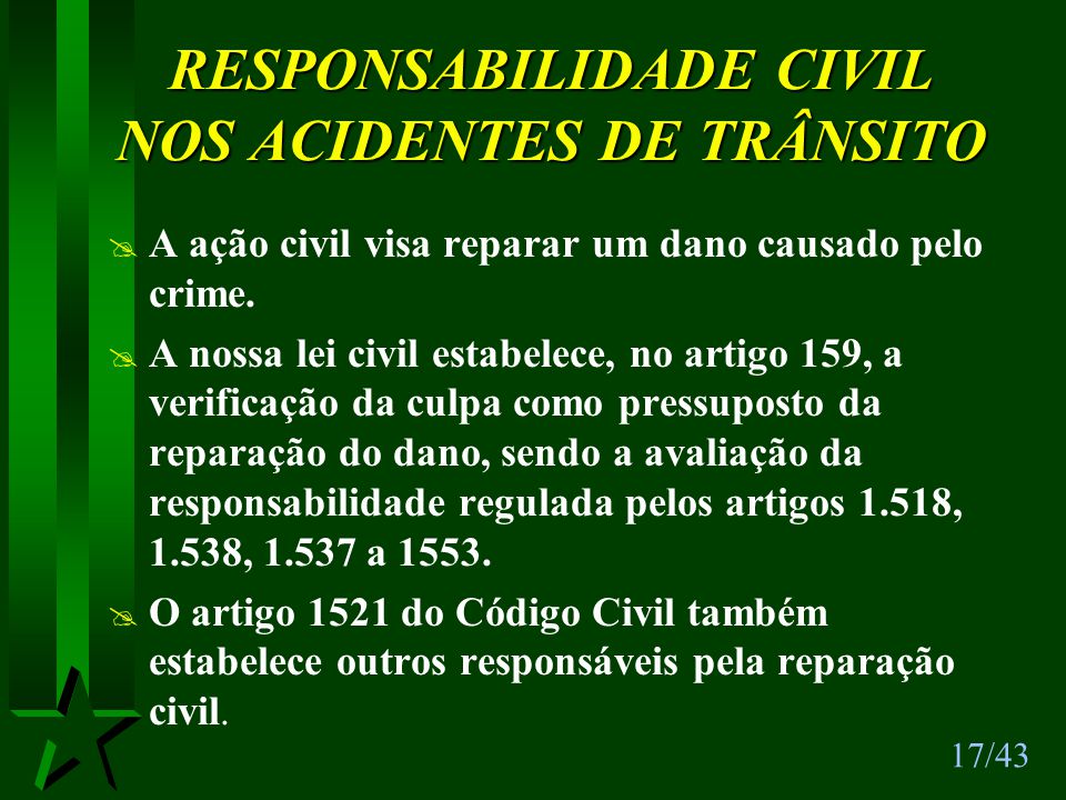 Responsabilidade civil no acidente de trânsito 