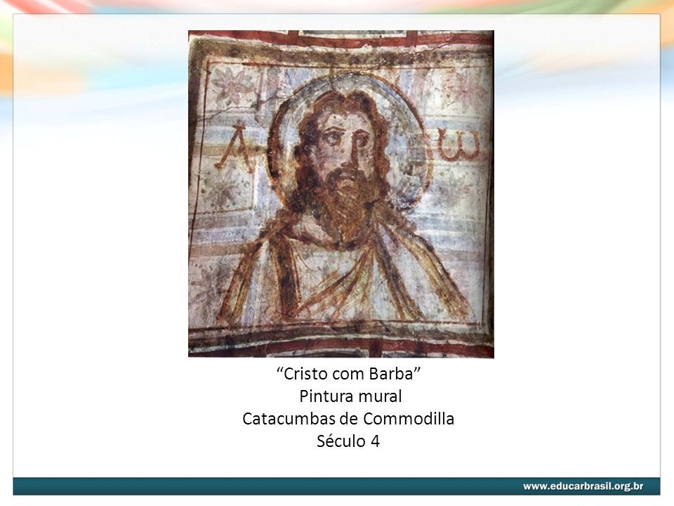 Cristo com Barba Pintura mural Catacumbas de Commodilla Século 4