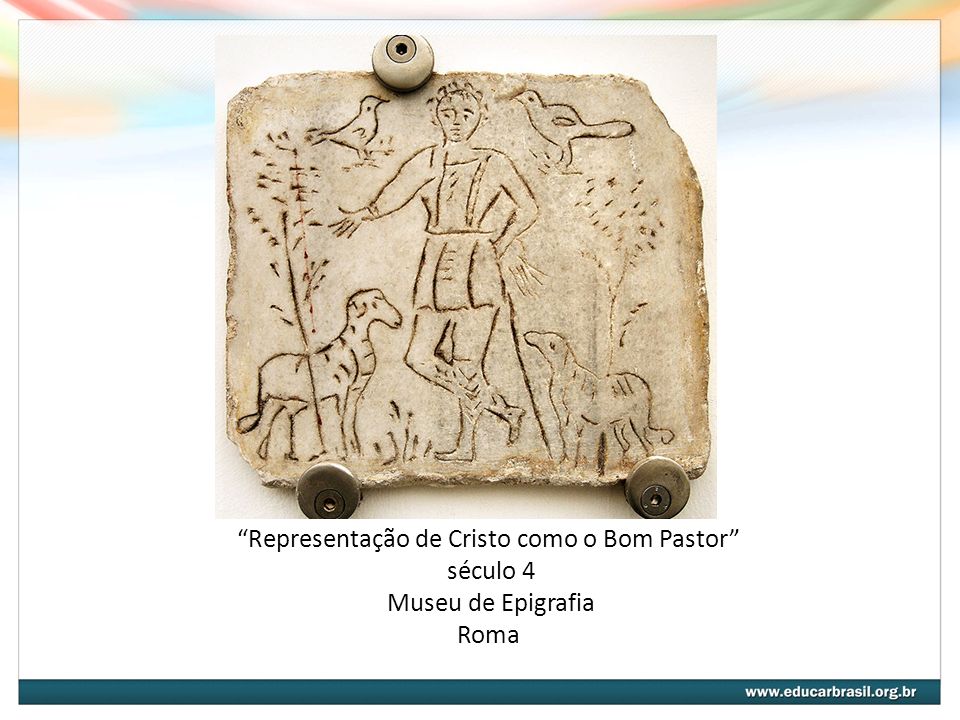 Representação de Cristo como o Bom Pastor século 4 Museu de Epigrafia Roma