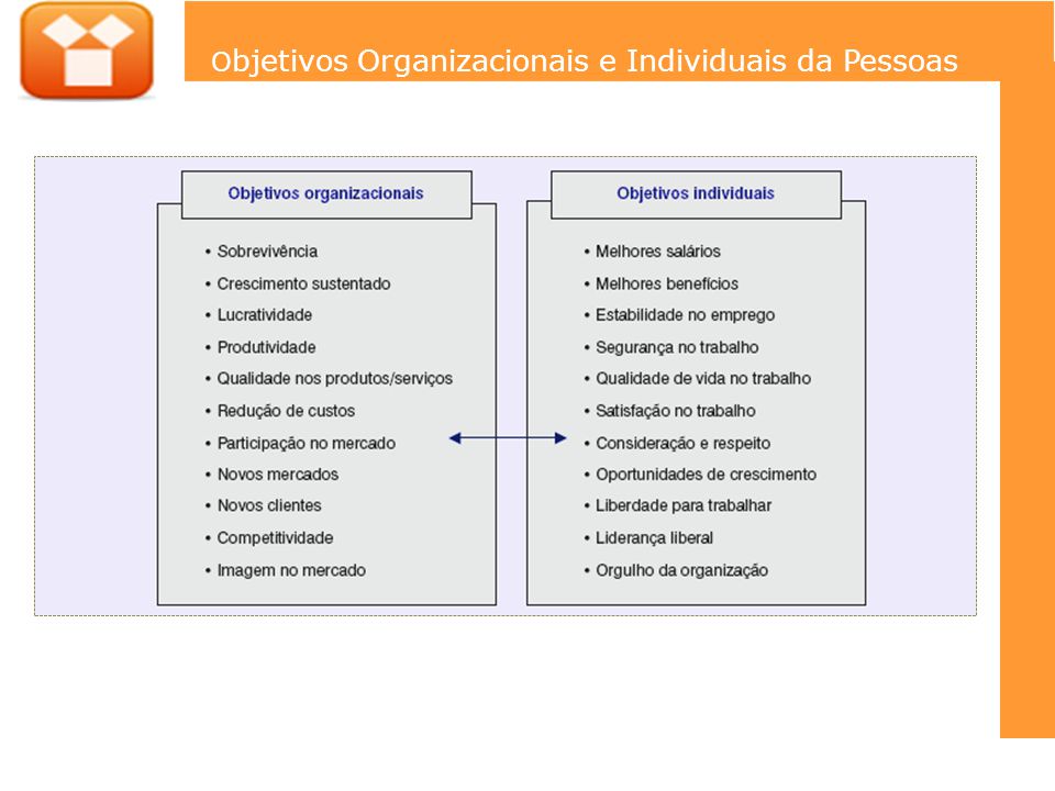 Objetivos Organizacionais e Individuais da Pessoas