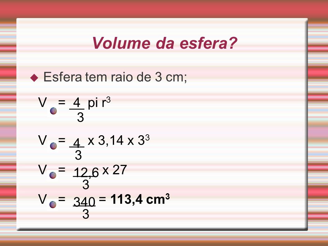 Cálculo do Volume da Esfera - ppt carregar