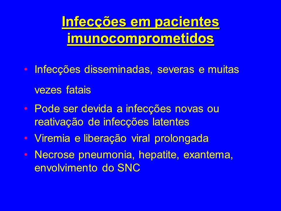 Infecções em pacientes imunocomprometidos