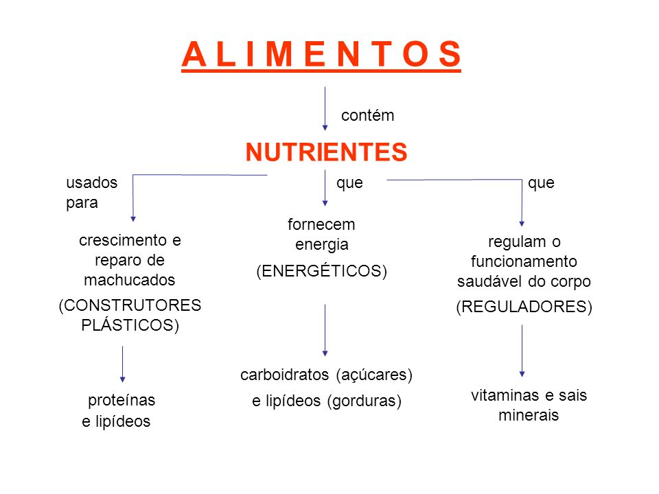 A L I M E N T O S NUTRIENTES contém usados para que que