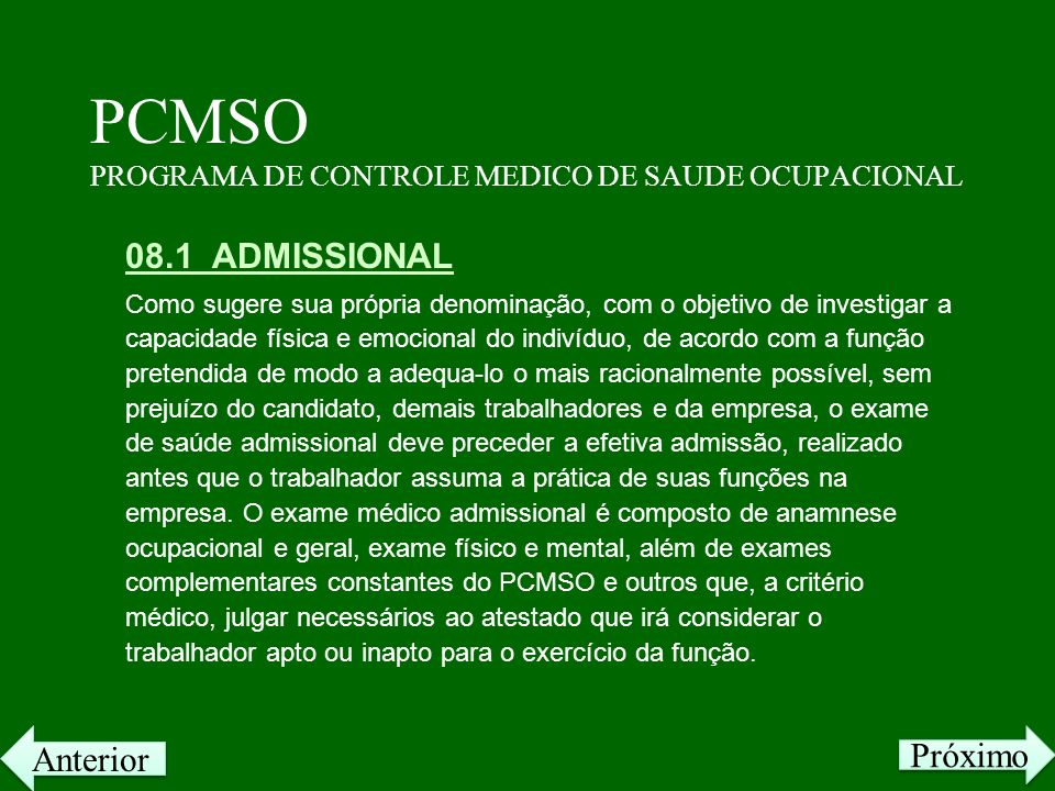 PCMSO PROGRAMA DE CONTROLE MEDICO DE SAUDE OCUPACIONAL