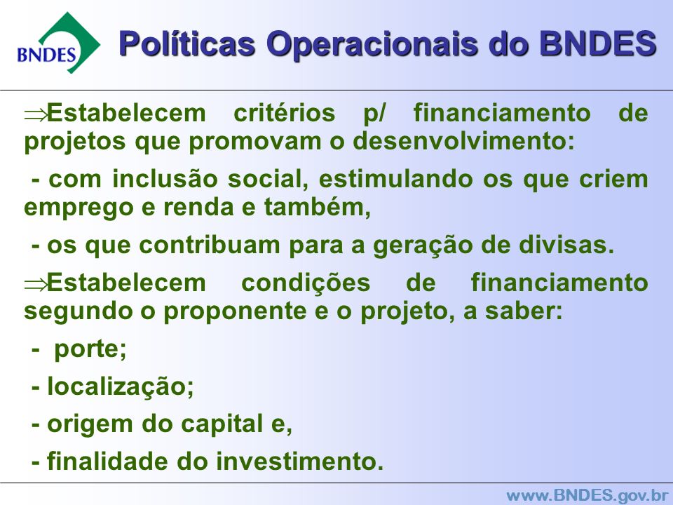 Políticas Operacionais do BNDES