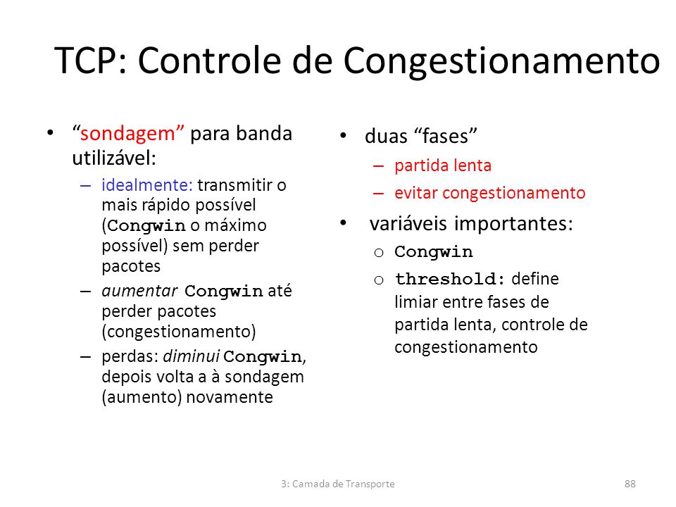 TCP: Controle de Congestionamento