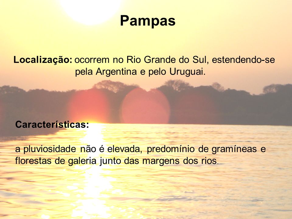 Pampas Localização: ocorrem no Rio Grande do Sul, estendendo-se