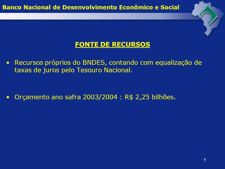 Orçamento ano safra 2003/2004 : R$ 2,25 bilhões.