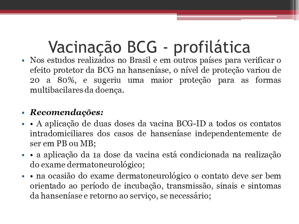 Vacinação BCG - profilática