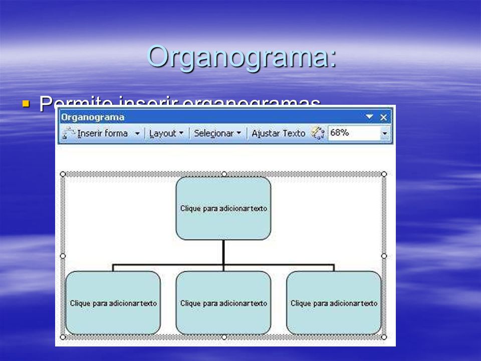 Organograma: Permite inserir organogramas.