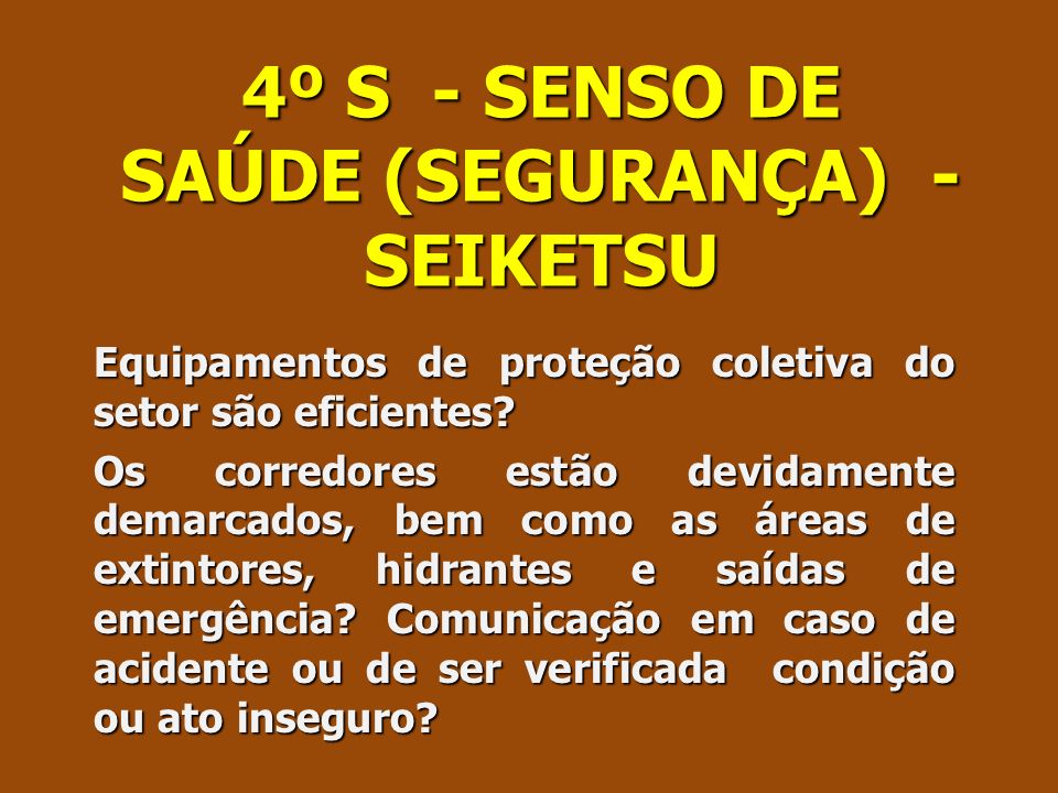 4º S - SENSO DE SAÚDE (SEGURANÇA) - SEIKETSU