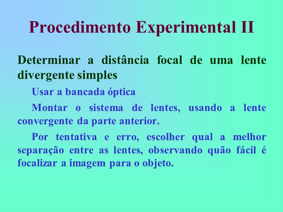 Procedimento Experimental II